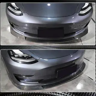 Накладка на передній бампер Lip V2 (2017-2023, Карбон) Tesla Model 3 2017- рр. фото 4