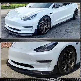 Накладка на передній бампер Lip V3 (2017-2023, Карбон) Tesla Model 3 2017- рр. фото 4