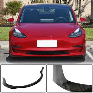 Накладка на передній бампер Lip V4 (2017-2023, Карбон) Tesla Model 3 2017- рр. фото 1