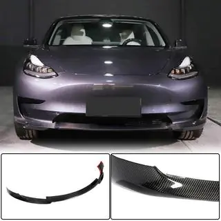 Накладка на передній бампер Lip V7 (2017-2023, Карбон) Tesla Model 3 2017- рр. фото 1