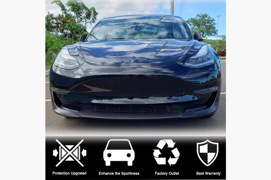 Tesla Model 3 2017- рр. Накладка на передній бампер Lip V7 (2017-2023, Карбон) Фото 6