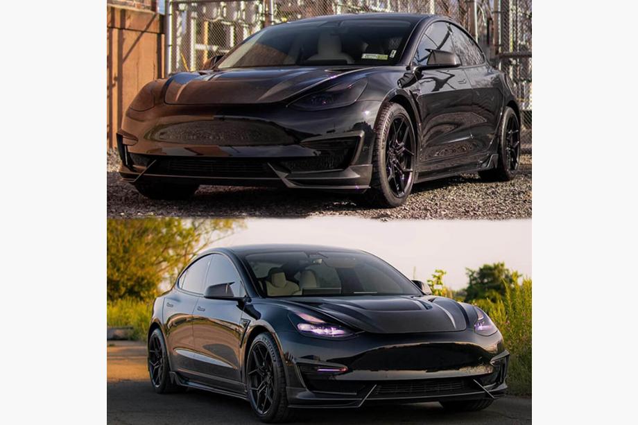 Tesla Model 3 2017- рр. Накладка на передній бампер Lip ABS V9 (2017-2023) Фото 2