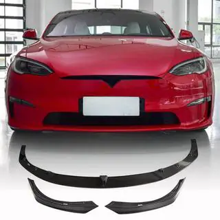 Накладка на передній бампер Lip V2 (2021+, Карбон) Tesla Model S 2012- рр. фото 1