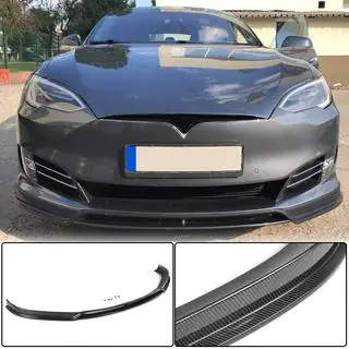 Накладка на передній бампер Lip (2016-2021, Карбон) Tesla Model S 2012- рр. фото 1