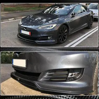 Накладка на передній бампер Lip (2016-2021, Карбон) Tesla Model S 2012- рр. фото 4