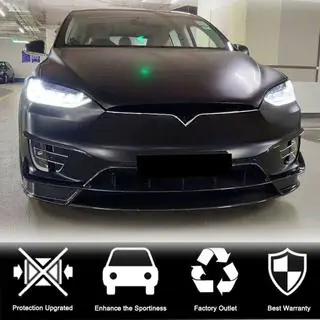 Накладка на передній бампер Lip (2015-2021, Карбон) Tesla Model X 2015- рр. фото 3