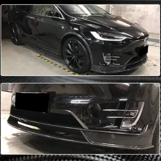 Накладка на передній бампер Lip (2015-2021, Карбон) Tesla Model X 2015- рр. фото 4