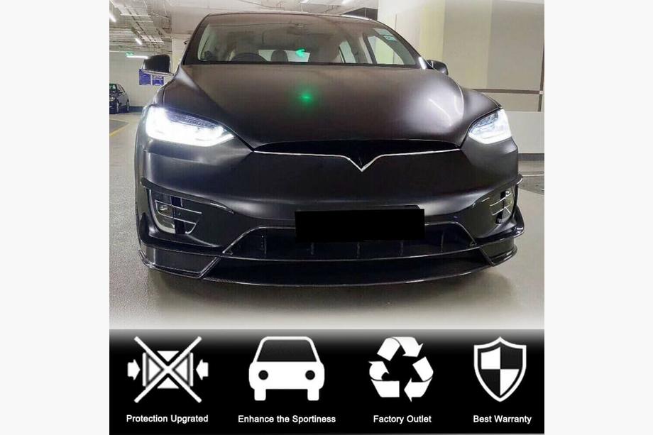 Tesla Model X 2015- рр. Накладка на передній бампер Lip Карбон V2 (2016-2020) Фото 3