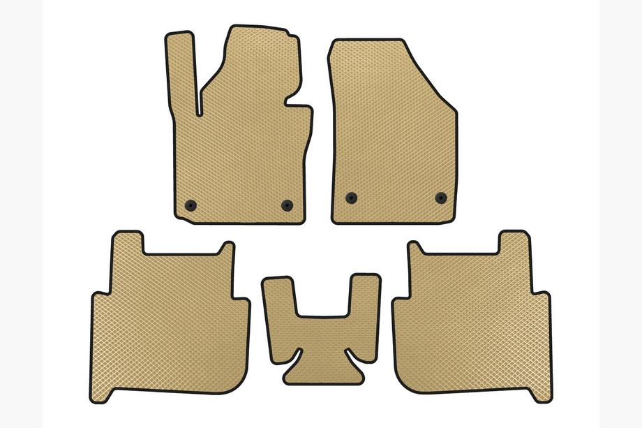Volkswagen Touran 2003-2010 рр. Килимки EVA (2 ряди, 2006-2010, 7-ми місний, Бежевий) Фото 1