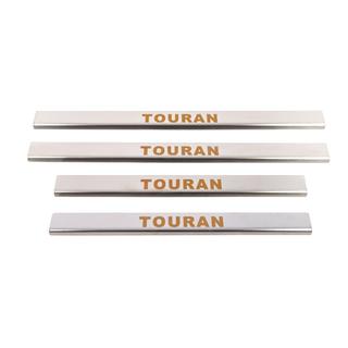 Накладки на пороги Carmos (4 шт, нерж) Volkswagen Touran 2003-2010 рр. фото 2