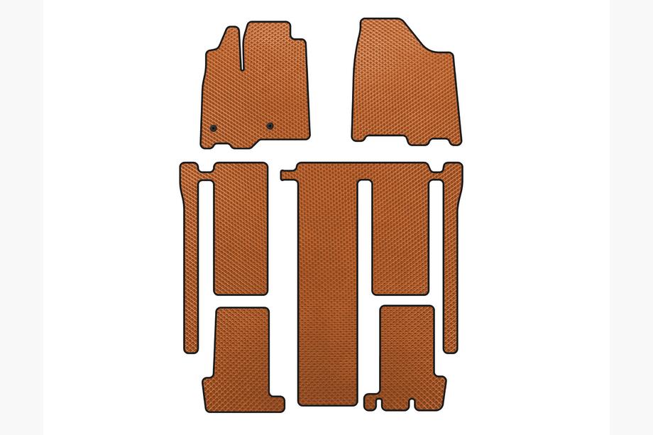 Toyota Sienna 2010-2020 рр. Килимки EVA (3 ряди, Помаранчевий) Image