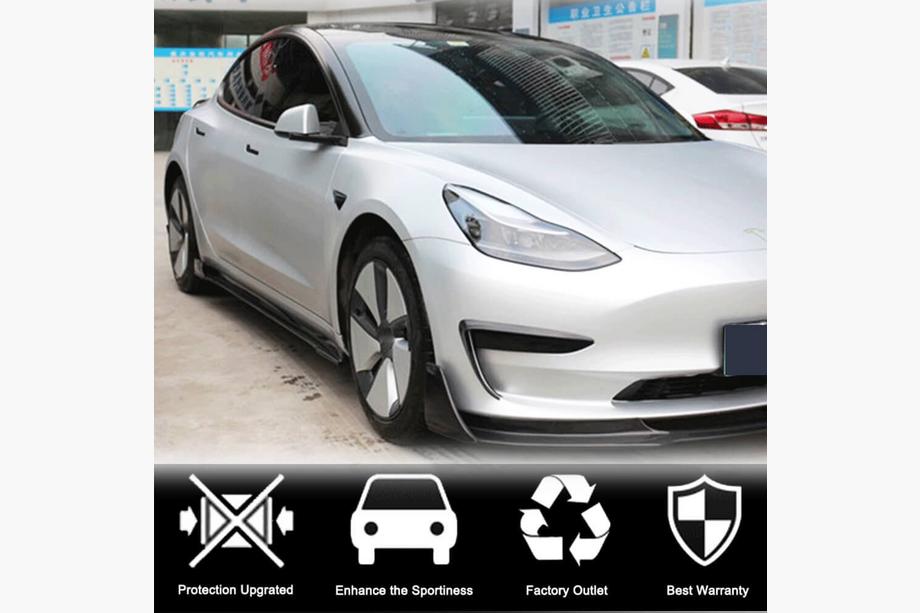 Tesla Model 3 2017- рр. Накладки на пороги V2 (2017-2023, Карбон) Фото 4