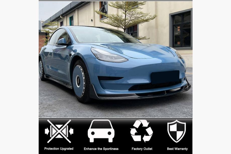 Tesla Model 3 2017- рр. Накладки на пороги V3 (2017-2023, Карбон) Фото 2