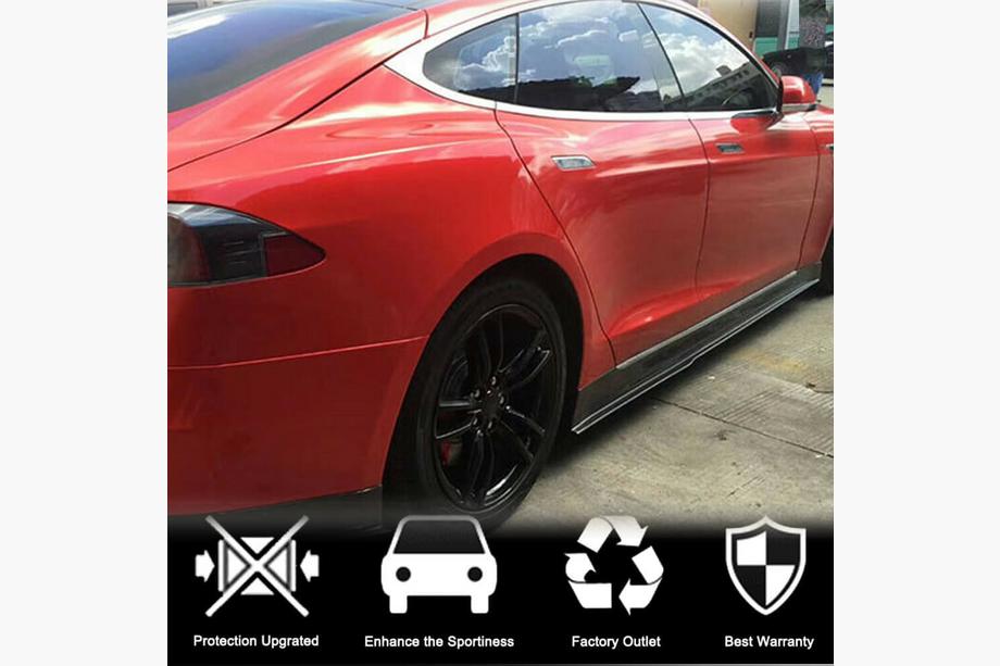 Tesla Model S 2012- рр. Накладки на пороги Карбон V3 (2014-2020) Фото 2
