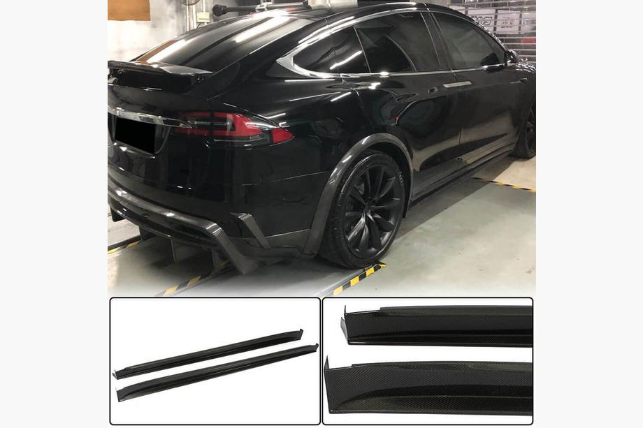Tesla Model X 2015- рр. Накладки на пороги Карбон V2 (2016-2020) Фото 1