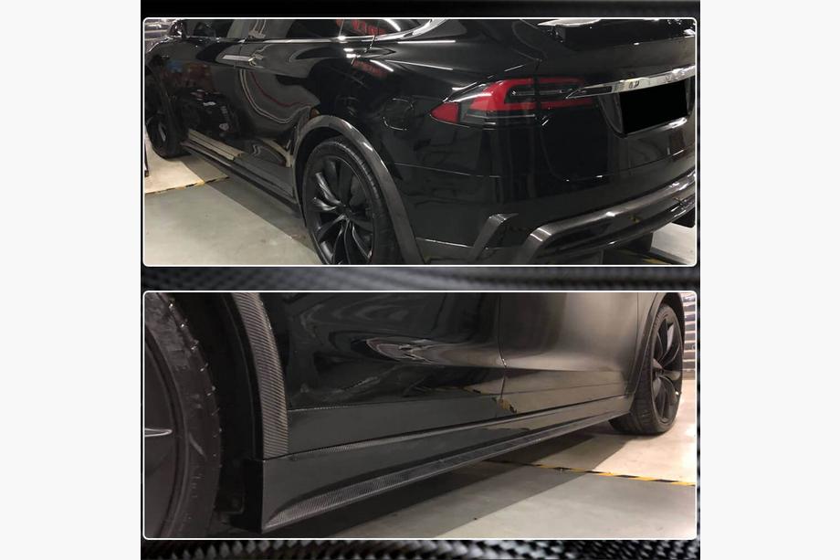 Tesla Model X 2015- рр. Накладки на пороги Карбон V2 (2016-2020) Фото 5