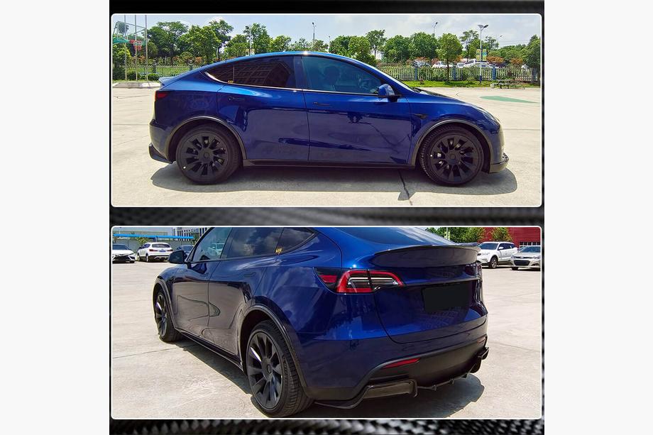 Tesla Model Y 2020- рр. Накладки на пороги Карбон V2 (2019+) Фото 5