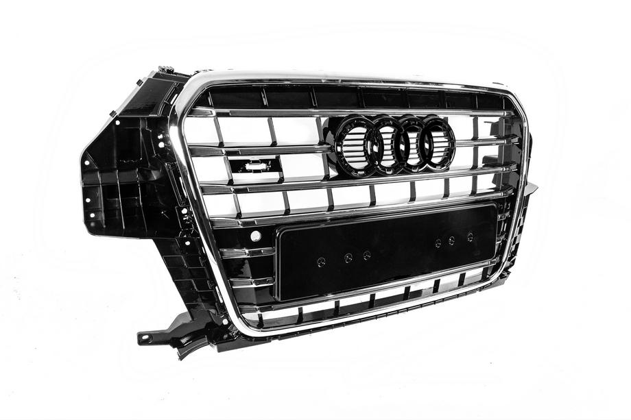 Audi Q3 2011-2019 рр. Передня решітка SQ3 (2011-2015, чорна з хромом) Фото 3