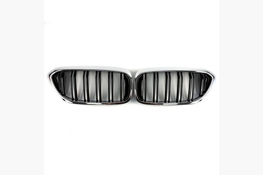 BMW 5 серія G30/G31 2017-2023 рр. Ніздрі M-Look (2017-2020, чорний глянець з хром окантовкою) Фото 2