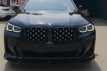 BMW X3 G01 2018- рр. Ніздрі Diamond Silver (2021+, чорна окантовка) фото 1