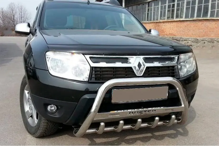 Renault Duster 2008-2017 рр. Кенгурятник з написом WT004 (нерж.) Фото 6