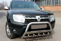 Dacia Duster 2008-2018 рр. Кенгурятник з написом WT004 (нерж.) фото 5