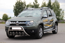Dacia Duster 2008-2018 рр. Кенгурятник з написом WT004 (нерж.) фото 1