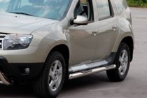 Dacia Duster 2008-2018 рр. Бічні труби з втавками (2 шт., нерж.) фото 6