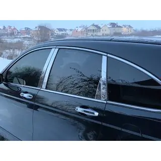 Молдинг дверних стійок (8 шт, нерж.) Honda CRV 2007-2011 рр. фото 3