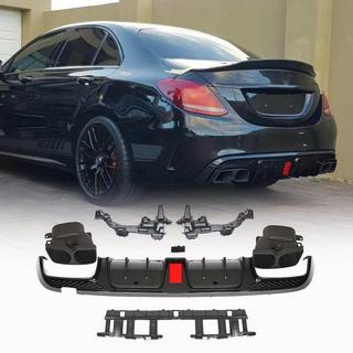Дифузор заднього бампера з насадками (для SD С43 AMG 2015-2019, Карбон) фото 1