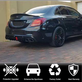 Дифузор заднього бампера з насадками (для SD С43 AMG 2015-2019, Карбон) фото 2