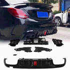 Mercedes C-сlass W205 2014-2021 рр. Дифузор заднього бампера з насадками (для SD С43 AMG 2015-2021, Карбон) фото 1