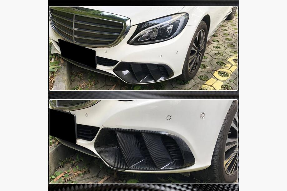 Mercedes C-class W205 2014-2021 рр. Накладки на протитуманки (для SD Base 2015-2019, Карбон) Фото 4