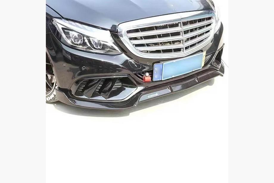 Mercedes C-class W205 2014-2021 рр. Накладка на передній бампер Lip V1 (для SD Base 2019-2021, Карбон) Фото 2