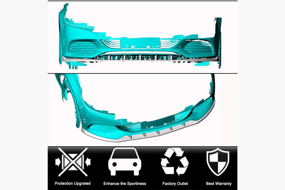 Mercedes C-class W205 2014-2021 рр. Накладка на передній бампер Lip V2 (для SD Base 2019-2021, Карбон) Фото 2