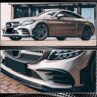 Накладки на передній бампер V2 (для C43 AMG 2019-2021, Карбон) фото 4
