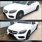 Накладка на передній бампер Lip V4 (для C43 AMG 2015-2019, Карбон) фото 3