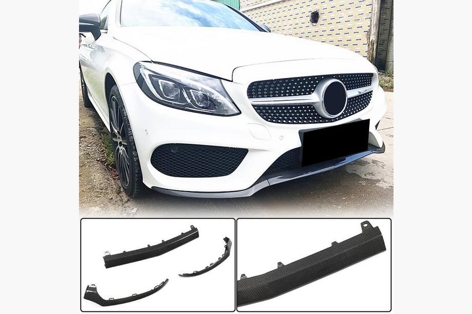 Накладка на передній бампер Lip V4 (для C43 AMG 2015-2019, Карбон) Image Накладка на передній бампер Lip V4 (для C43 AMG 2015-2019, Карбон) Image
