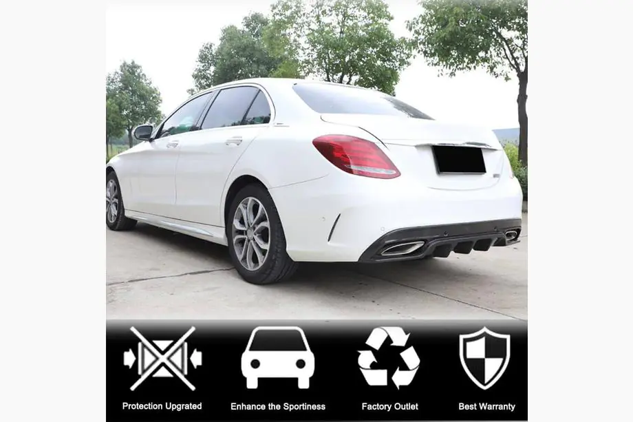 Mercedes C-class W205 2014-2021 рр. Дифузор заднього бампера (для SD C43/C63 AMG 2015-2019, Карбон) Фото 2