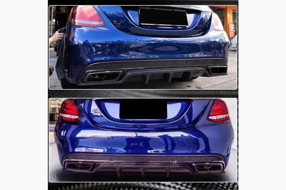 Mercedes C-class W205 2014-2021 рр. Дифузор заднього бампера (для SD C43/C63 AMG 2015-2019, Карбон) Фото 3
