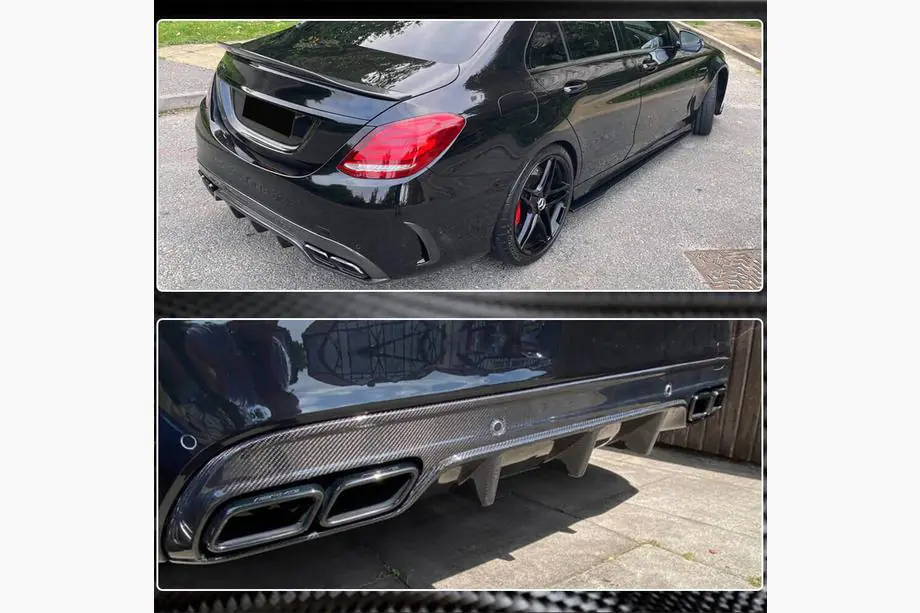 Mercedes C-class W205 2014-2021 рр. Дифузор заднього бампера (для SD C43/C63 AMG 2015-2019, Карбон) Фото 4
