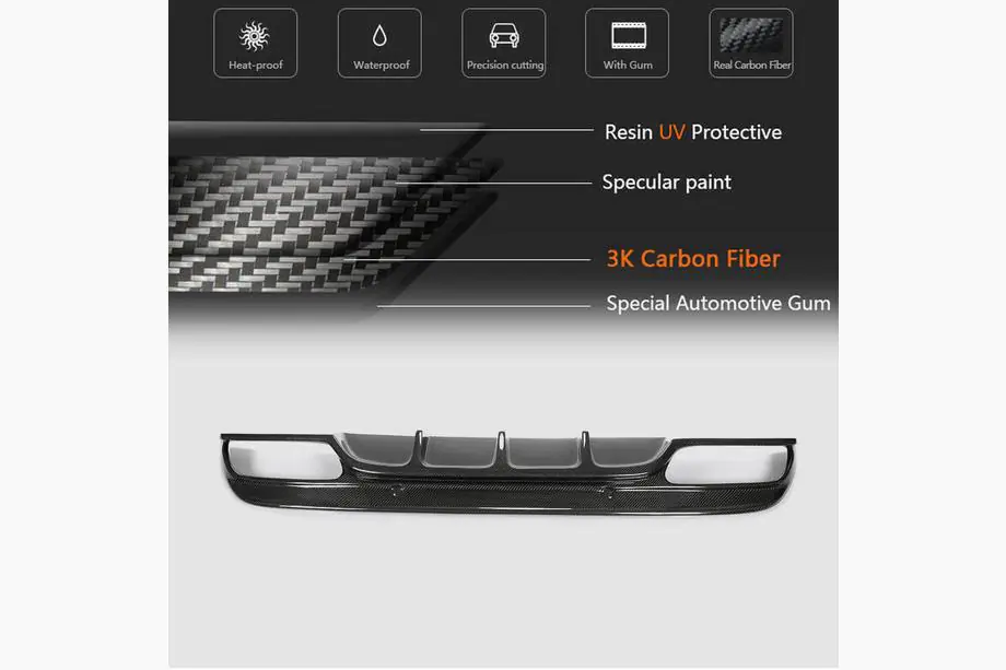 Mercedes C-class W205 2014-2021 рр. Дифузор заднього бампера (для SD C43/C63 AMG 2015-2019, Карбон) Фото 5