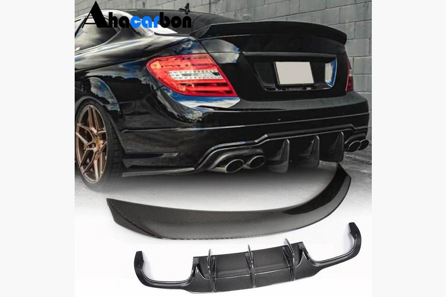 Mercedes C-class W204 2007-2015 рр. Спойлер з дифузором заднього бампера (для C63 AMG 2012-2014, Карбон) Фото 1