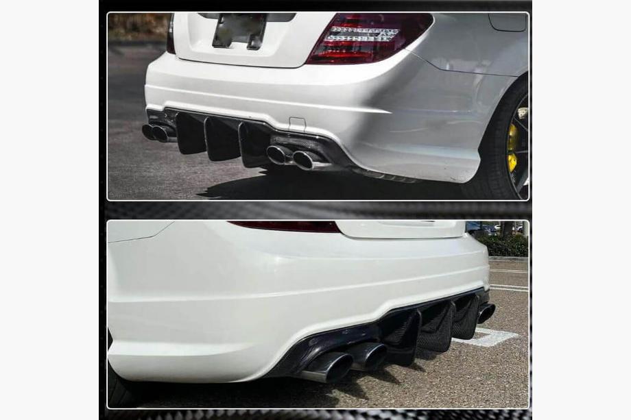 Mercedes C-class W204 2007-2015 рр. Спойлер з дифузором заднього бампера (для C63 AMG 2012-2014, Карбон) Фото 3