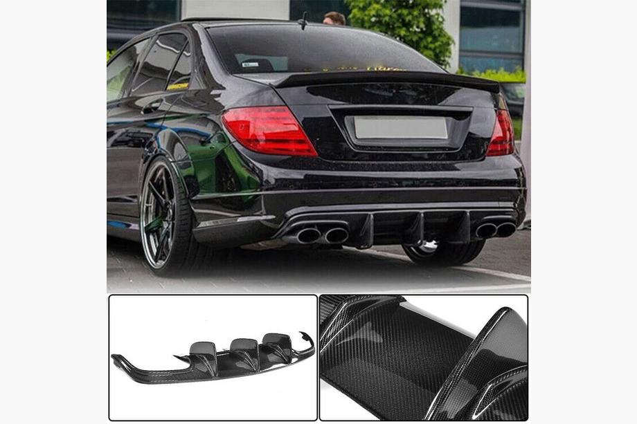 Mercedes C-class W204 2007-2015 рр. Дифузор заднього бампера V1 (для AMG SD 2008-2011, Карбон) Фото 2
