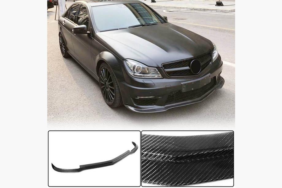 Mercedes C-class W204 2007-2015 рр. Накладка на передній бампер Lip V3 (для AMG 2012-2014, Карбон) Фото 1