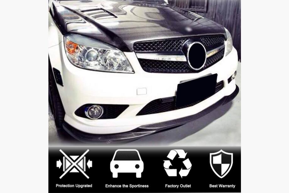 Mercedes C-class W204 2007-2015 рр. Накладка на передній бампер Lip (для AMG-Line 2008-2011, Карбон) Фото 2