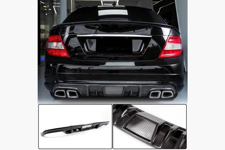 Mercedes C-class W204 2007-2015 рр. Дифузор заднього бампера V4 (для AMG SD 2008-2011, Карбон) Image