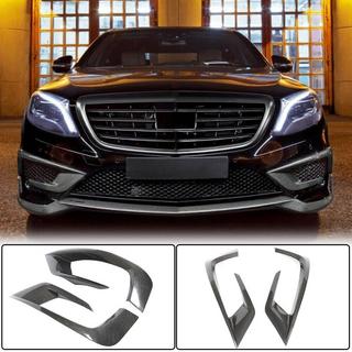 Накладки на передній бампер V1 (для S63 AMG 2014-2017, Карбон) фото 1