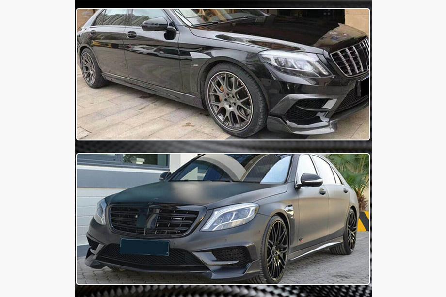 Mercedes S-class W222 2013-2022 рр. Накладки на передній бампер V1 (для S63 AMG 2014-2017, Карбон) Фото 4